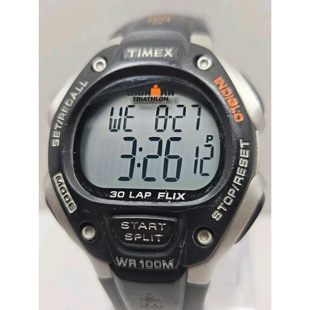 Timex Ironman Classic 30 Lap Flix Watch 40mm Indiglo WR100M New Battery Quartz